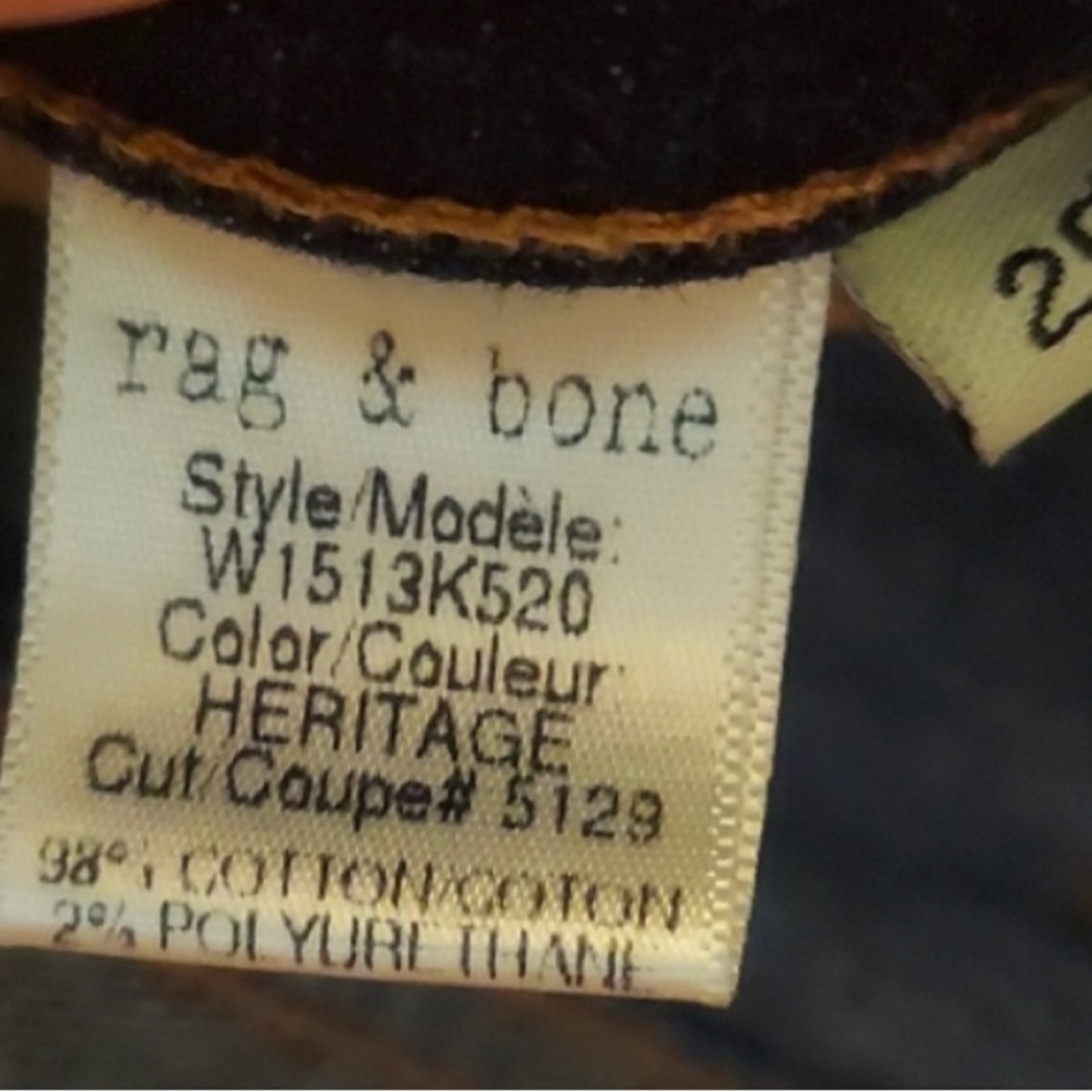 RAG & BONE Heritage High Rise Skinny Denim Jeans Size 25 - Picture 9 of 10